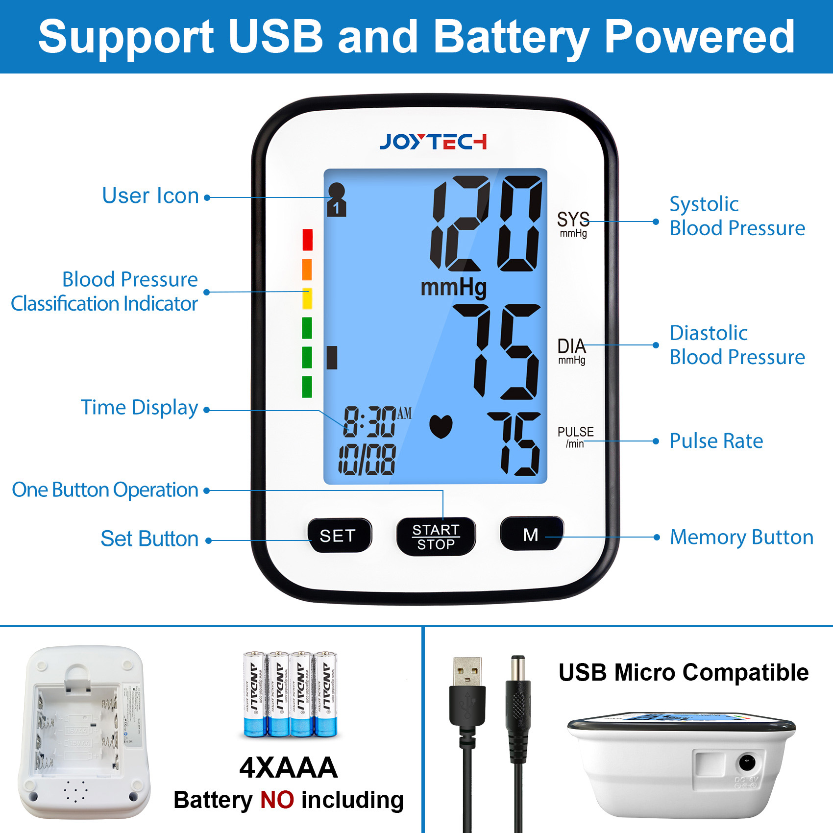 Bluetooth blodtrycksm&auml;tare med bakgrundsbelyst Talking Digital Tensiometer
