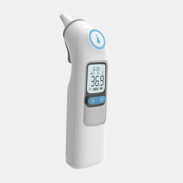 CE MDR Meluluskan Ketepatan Tinggi Bateri Dikendalikan Termometer Telinga Inframerah Bluetooth untuk Kegunaan Rumah