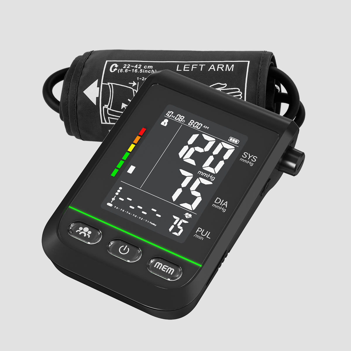 Fjölvirkur sjálfvirkur Bluetooth upphandleggur blóðþrýstingsmælir með takkastillingarlykli fyrir heimanotkun DBP-61E3