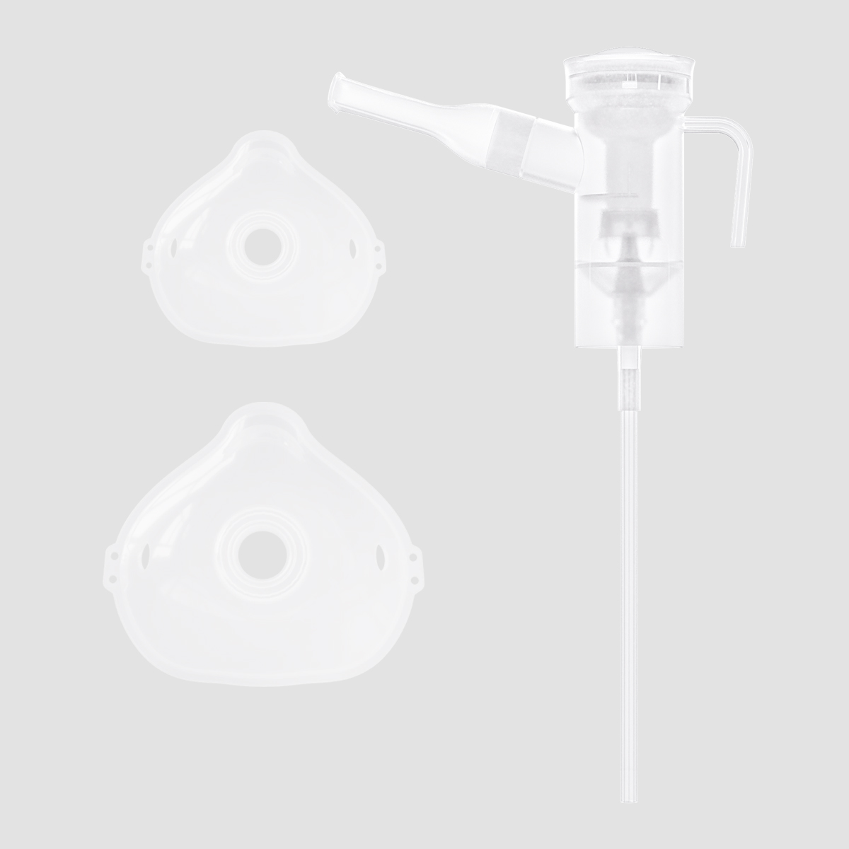 ຊຸດ Nebulizer ທີ່ມີຈອກ nebulizer, ປາກ, ດັງ (ທາງເລືອກ) ແລະທໍ່ອາກາດ